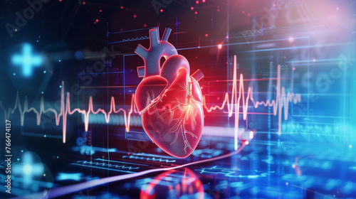 Pulsating Heart: Symbol of Health and Medical Innovation. Generative AI