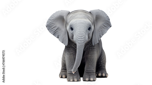 Majestic elephant statue standing gracefully against a white backdrop