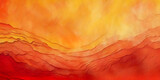 A painting of a yellow and orange sky with a red and orange background