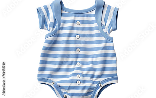 Chic blue and white striped bodysuit adorned with buttons photo