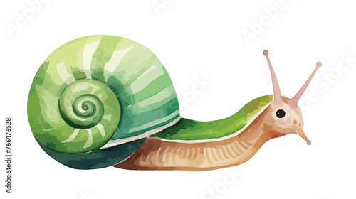 Watercolor Baby Snail Clip Art Flat vector isolated o