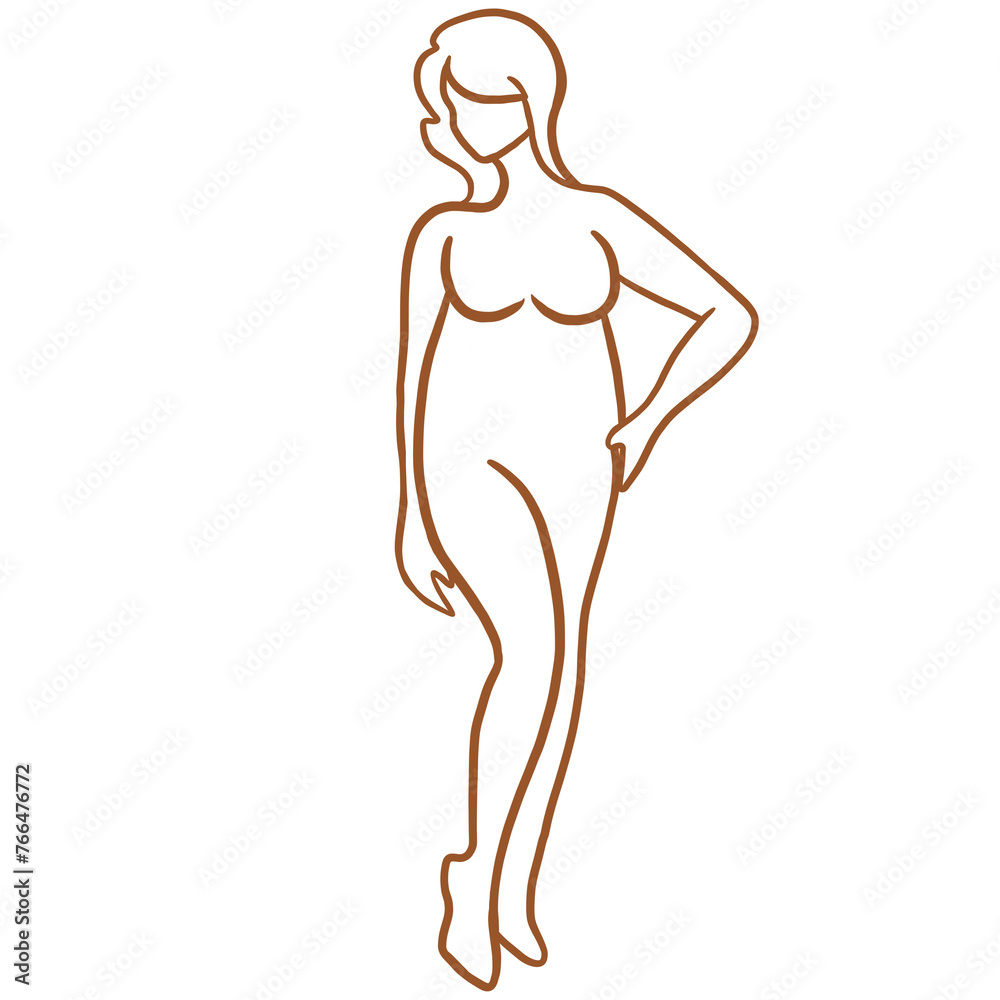 Fototapeta premium Woman's Apple Body Shape Line Art, Woman's body line art illustration on transparent background