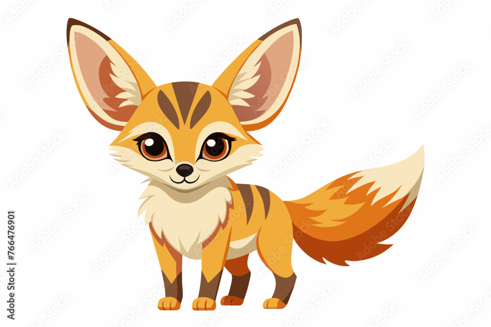 Cute fennec fox front view abstract vector illustration