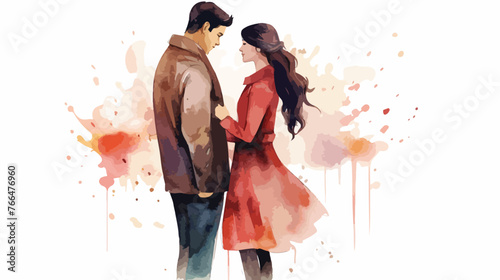 Watercolor Couple Flat vector isolated on white 