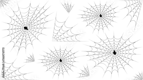 Fototapeta Naklejka Na Ścianę i Meble -  A lot of spider webs. Halloween concept. Vector illustration of a web