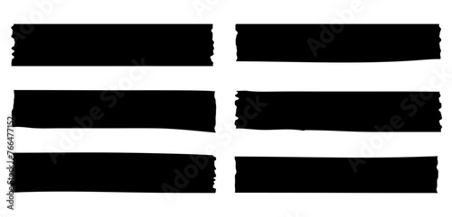 Sticky strips. Blank template of black stripes for designs on a transparent background. photo