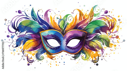 Watercolor Mardi Gras Flat vector isolated on white  © Blue