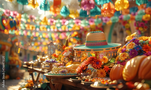 vibrant mexican market crafts