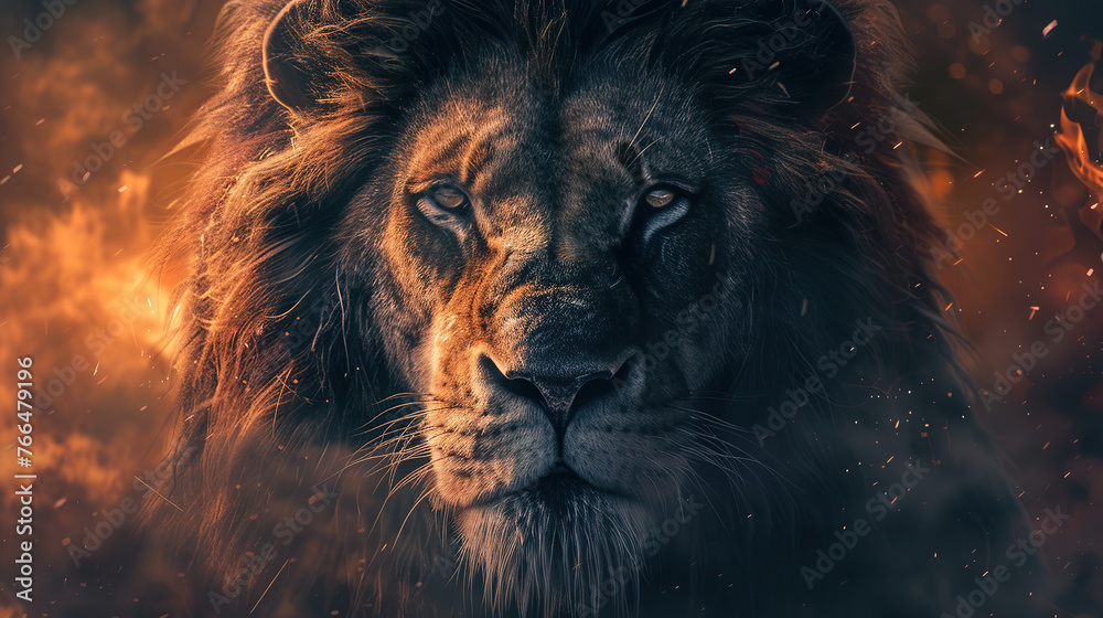 Fototapeta premium Closeup portrait of lion. Professional wildlife photography.