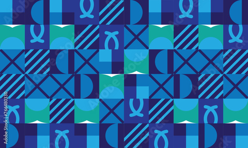 Obraz na płótnie blue ancient Abstract geometric pattern design in retro style