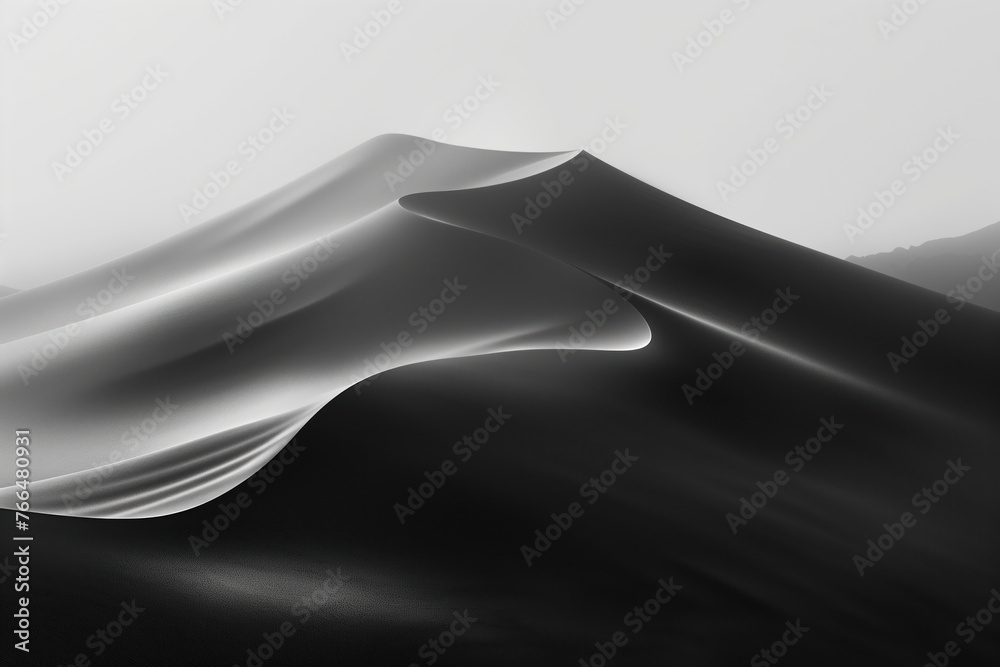 Surreal monochrome sand dune landscape. Background image. Created with Generative AI technology.