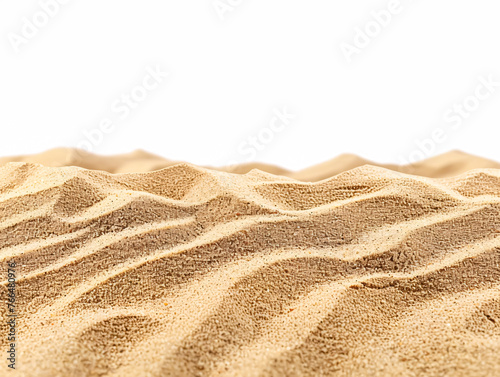 Sand isolated on white background. Sand dune texture. Sand background. 