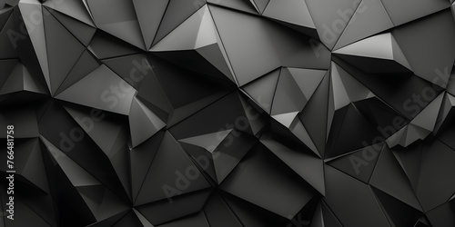 Monochromatic Geometric Shapes - 3D Black Abstract Polygonal Background