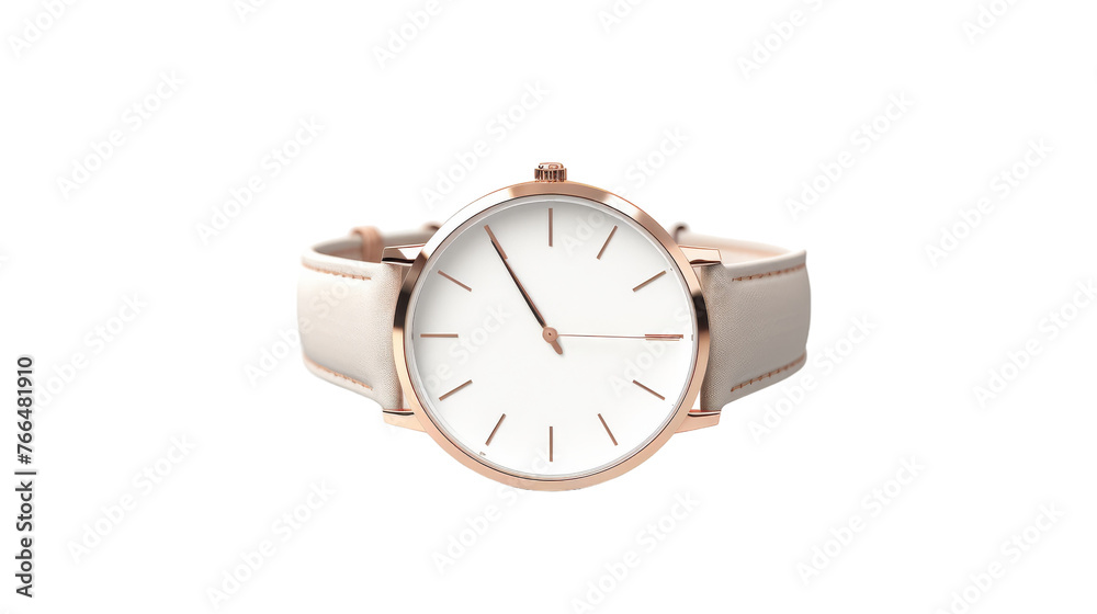 A sophisticated white watch with a sleek rose gold case, combining classic style with modern luxury A sophisticated white watch with a sleek rose gold case, combining classic style with modern luxury