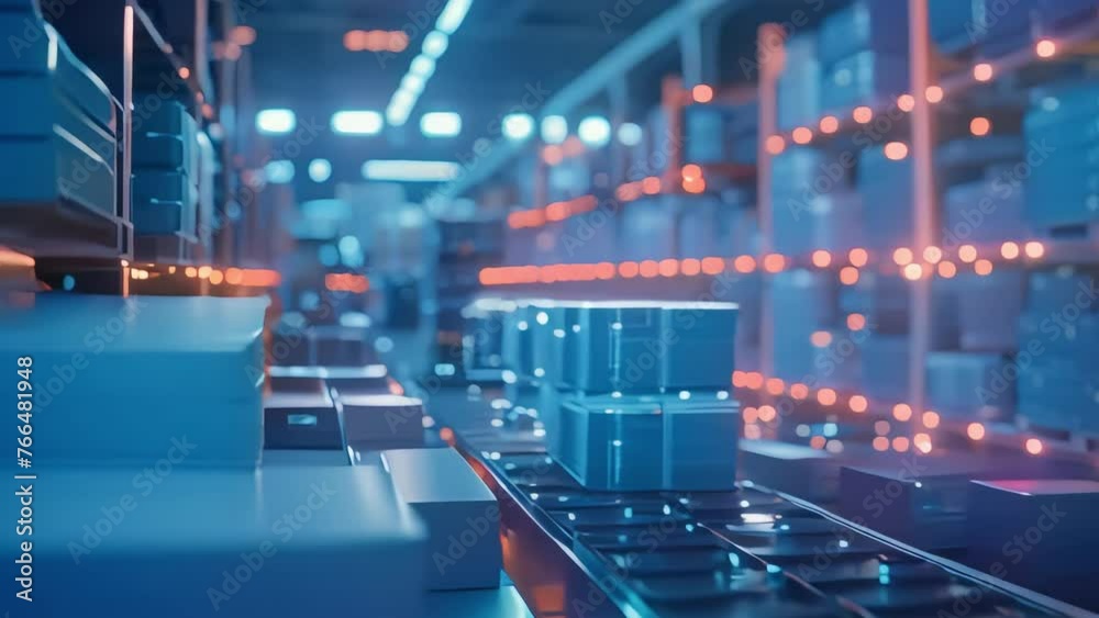 smart warehouse with artificial intelligence, without human intervention. autonomous form of sorting and loading of goods. smart logistics and sorting technologies. Generative AI