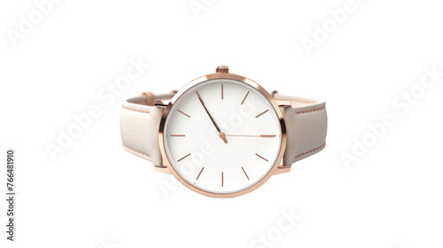 A sophisticated white watch with a sleek rose gold case, combining classic style with modern luxury