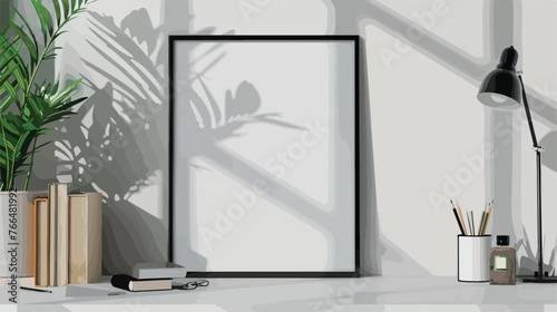 Mock up frame on the table. flat vector isolated on white