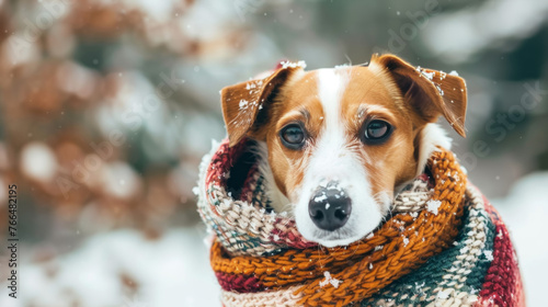 Cozy Canine in Winter Attire © spyrakot