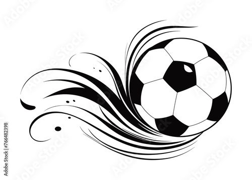 Abstract soccer ball, black vector isolated against white background 
