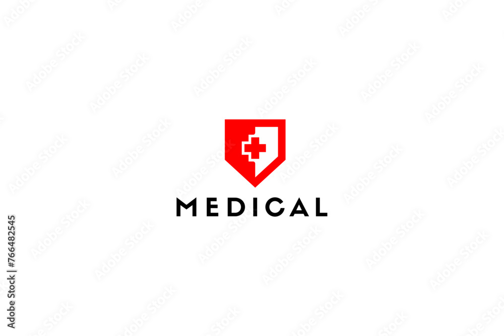 Medical protect simple logo design solution