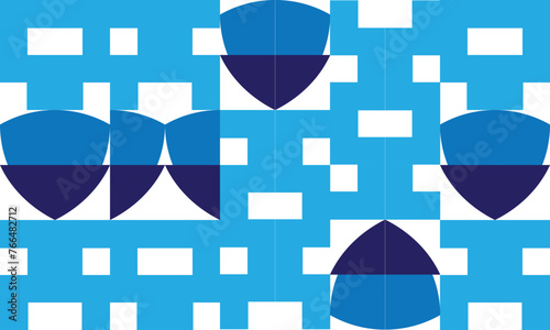 blue deep blue Abstract geometric pattern design in retro style. Vector illustration with adobe illustrator photo