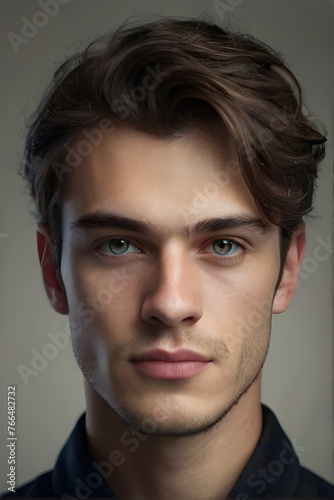 Portrait of a handsome male from european. 25 years old. Generative AI