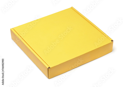 Blank yellow flat cardboard box