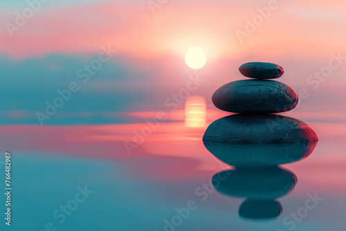 Zen Stones at Sunset