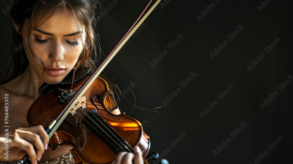 Virtuoso Virtually Immerse Yourself in the Enchanting Sounds of a Womans Live Violin Recital on Social Media,digital photography ,clean sharp focus