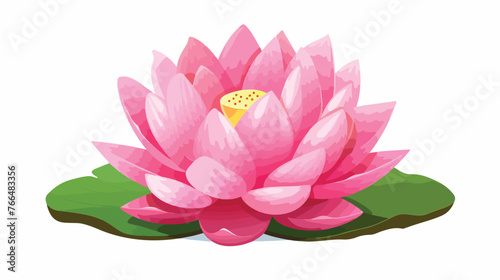 Pink lotus isolated on white background flat vector 