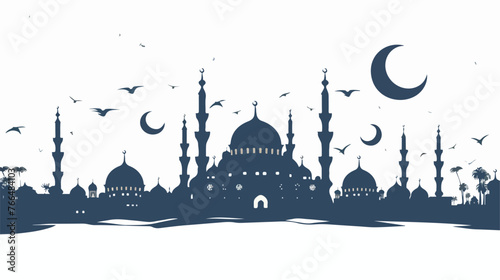 Ramadan background   mosque silhouette card flat vector photo