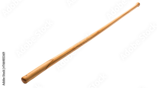 A wooden baseball bat resting on a pristine white background photo
