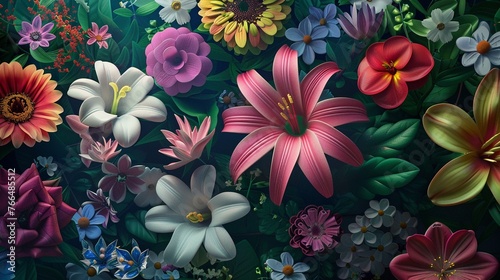 Floral Finesse The Timeless Beauty of Flora Icons in Art and Design,illustration , 3D render