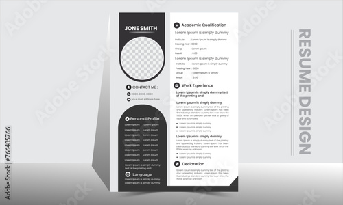Professional Clean and modern resume or cv design template 