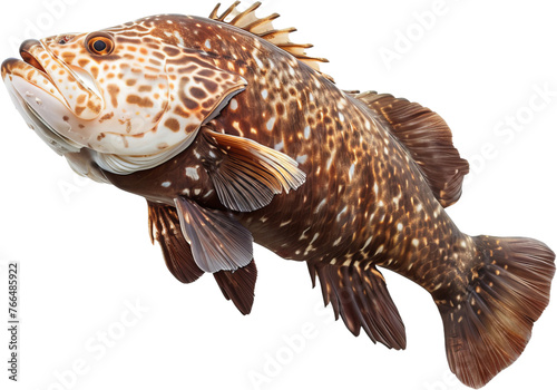 Spotted grouper fish profile  cut out transparent