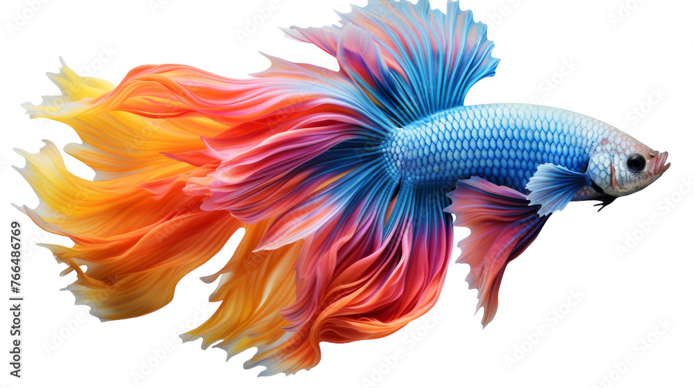 A vibrant and colorful fish gracefully swims in the tranquil waters, showcasing its beauty and grace A vibrant and colorful fish gracefully swims in the tranquil waters, showcasing its beauty and grace