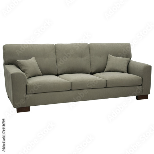 green fabric sofa. The object is isolated on a white background