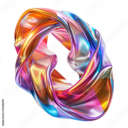 A colorful, flowing piece of fabric with a rainbow pattern,isolated on white background or transparent background. png cut out or die-cut