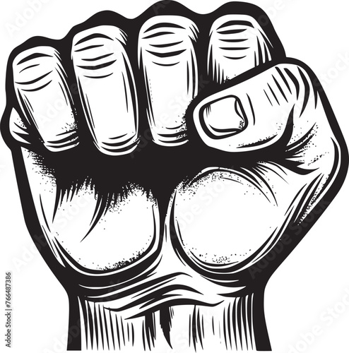 wrist fist pump, hands clenched power strength icon logo vector. Fight for rights, protest