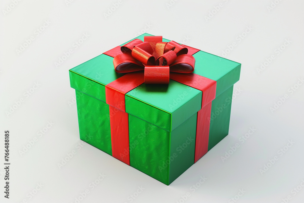 Christmas and New Year's Day , red green gift box white background 3d isolated on solid white background. Christmas and New Year's Day , red green gift box white background 3d isolated on solid white background.