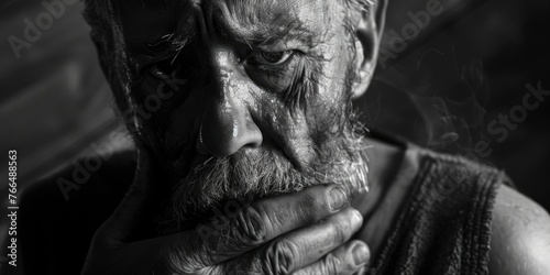 A black and white photo of an elderly man. Suitable for various projects