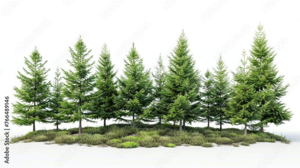 Fototapeta premium A group of trees standing in the grass. Suitable for nature and outdoor themes