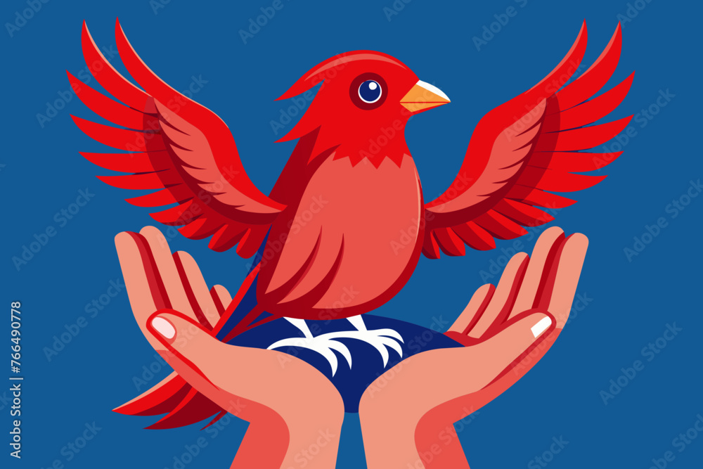 red-bird-in-hands illustration of an eagle vector illustration red-bird-in-hands illustration of an eagle vector illustration