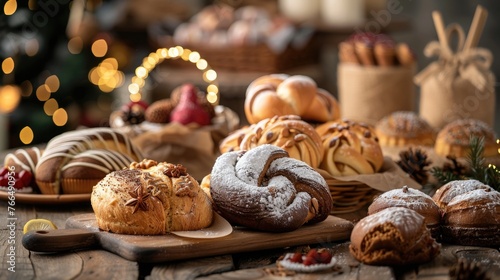 Assorted bread varieties for display or menu design
