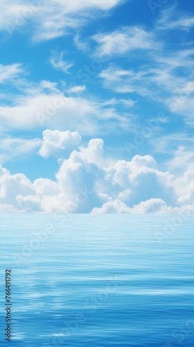 Blue sky and white clouds over calm water