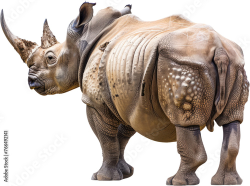 Single rhinoceros side view  cut out transparent