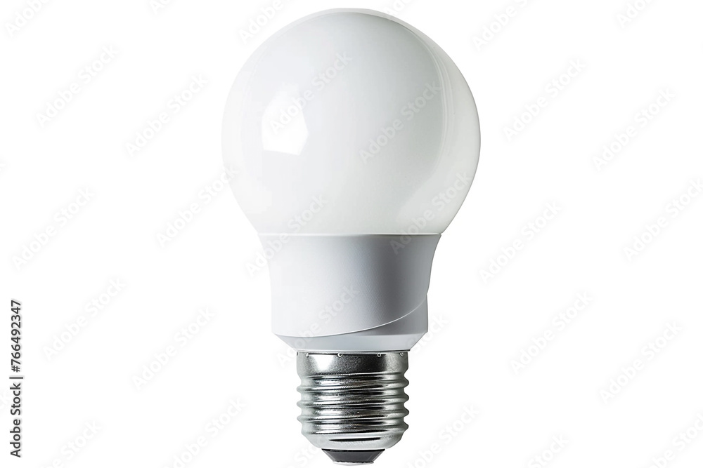 A smart LED light bulb with a blank surface isolated on white background, copy space beside it. A smart LED light bulb with a blank surface isolated on white background, copy space beside it.