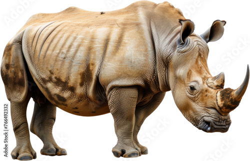 Single rhinoceros side view  cut out transparent