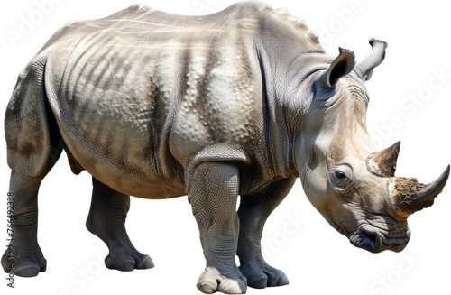 Single rhinoceros side view  cut out transparent