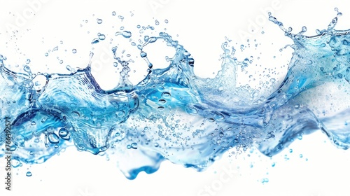 Close up view of a water wave on a white background, suitable for various design projects